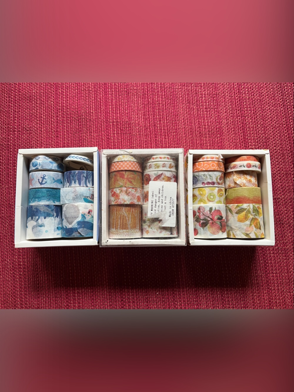 Assorted Floral & Nautical Washi Tape Set - Pink, Blue, Orange, Green